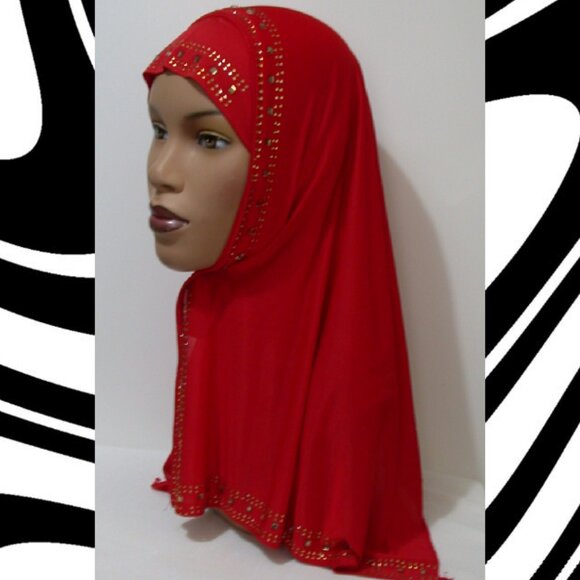 1 pc Instant Slip On Mona Style Hijab Red - Picture 2 of 3